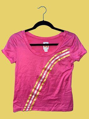 Y-3 Yohji Yamamoto x Adidas Pink Tri Stripe Tee 2004 Archive Sz XS